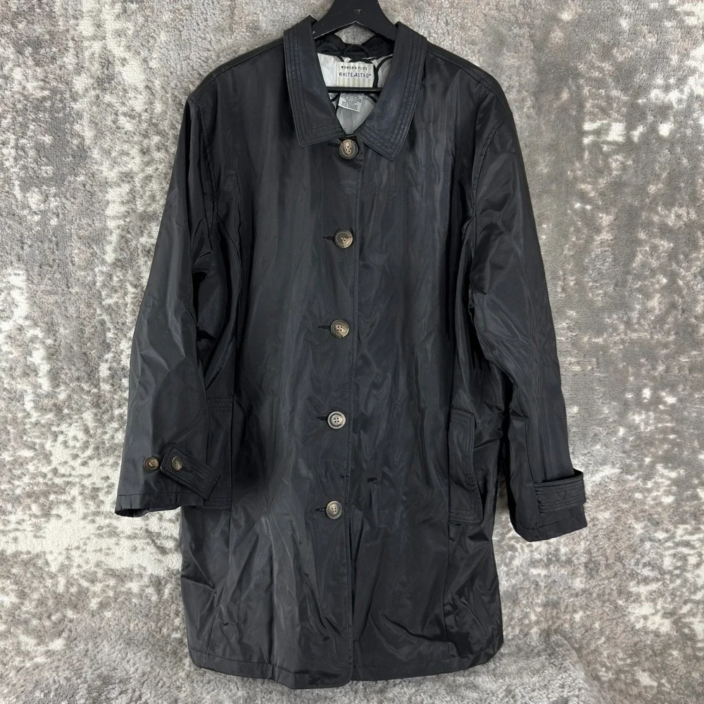 White Stag Plus Size 3X 22W/24W Minimalist Outdoor Overcoat Black‎ Button